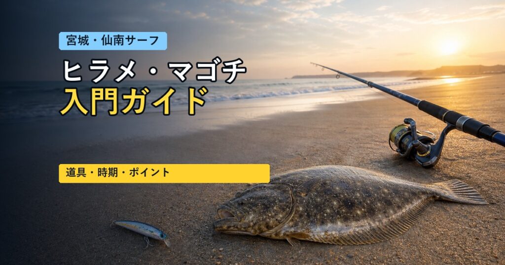 【宮城・仙南サーフ】大型ヒラメ・マゴチ釣りの始め方｜初心者の道具・時期・ポイントの見方を完全ガイド